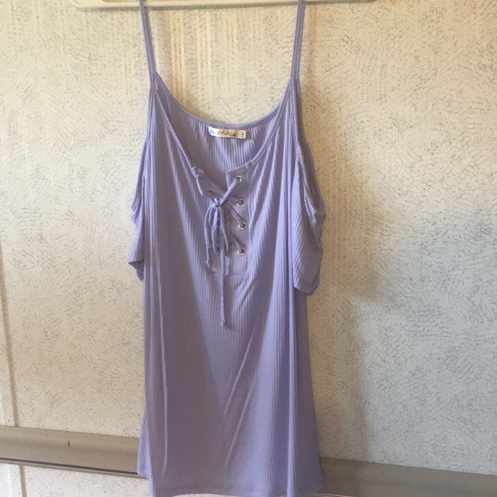 Lavender cold shoulder spaghetti strap top